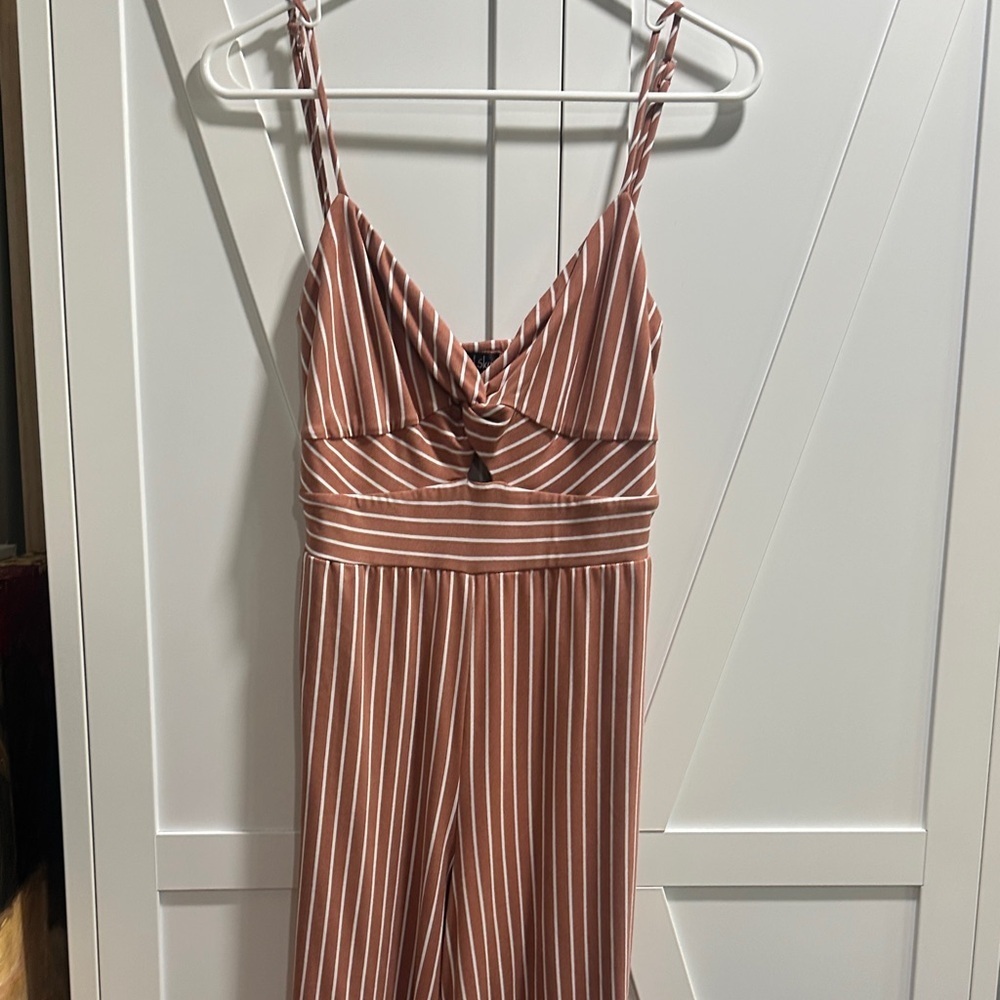 Chic Striped Jumpsuit with Twisted Front